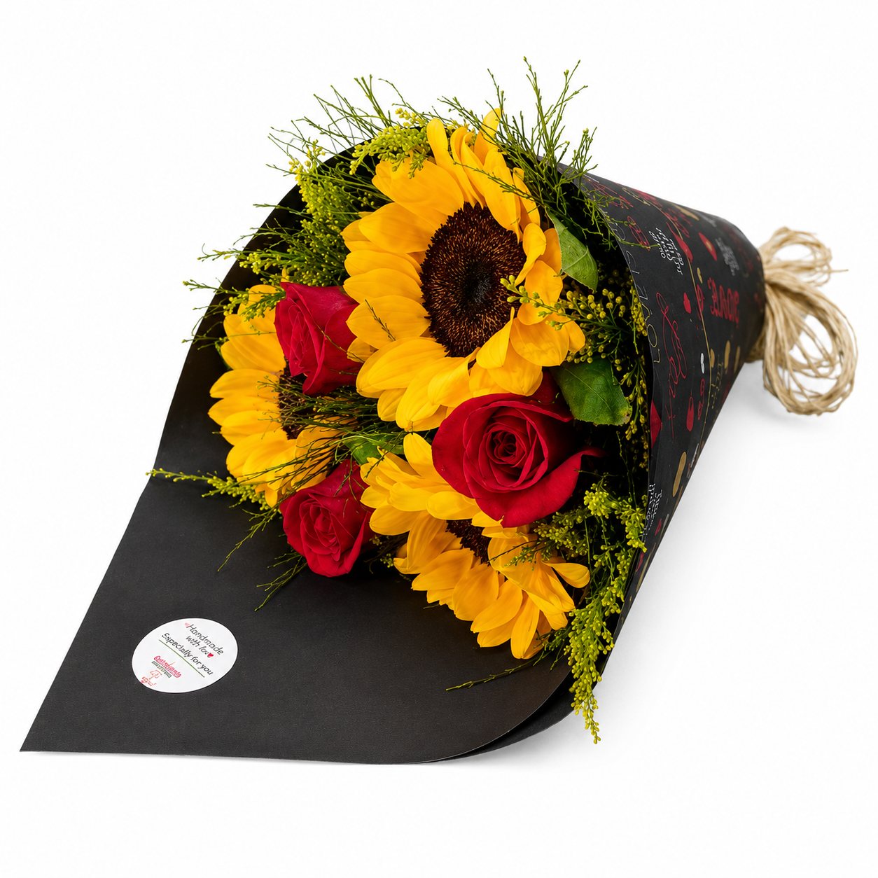 Buqu� 3 Girass�is e 3 Rosas Vermelhas