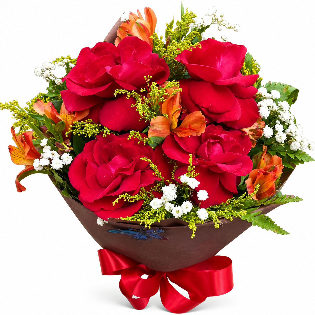 Buqu� com 4 rosas vermelhas