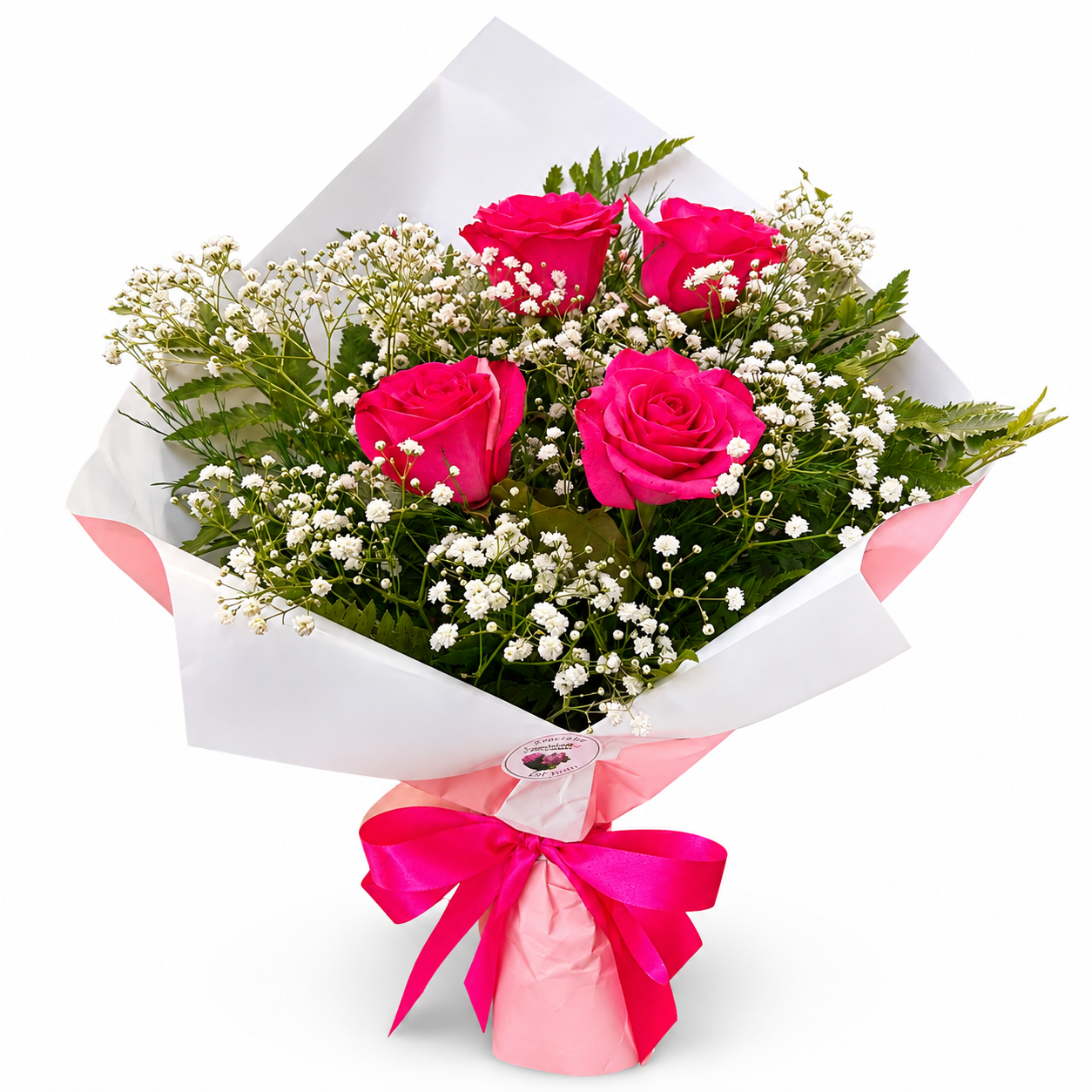 Ramalhete com 4 rosas cor rosa