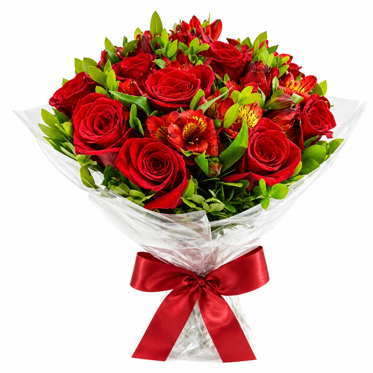 Buqu� de 12 Rosas com Astrom�lias