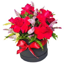 Arranjo de flores na caixa