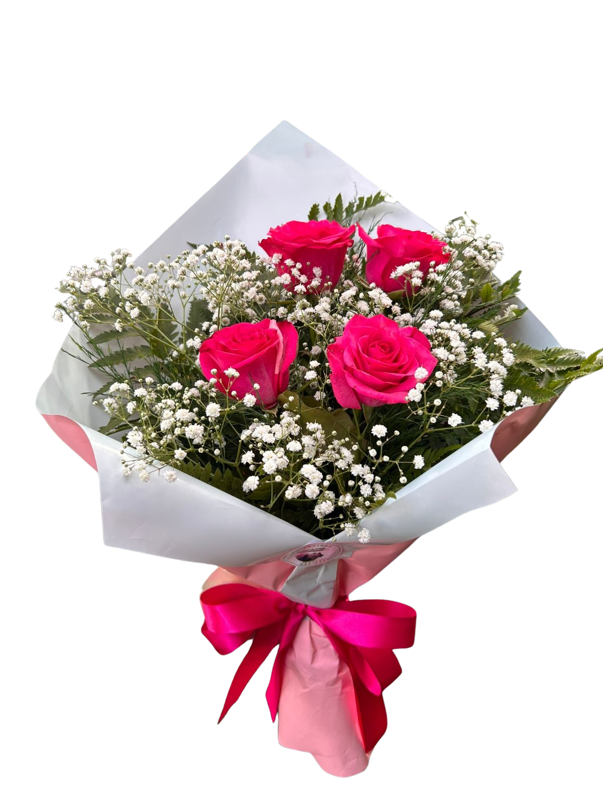 Ramalhete com 4 rosas cor rosa