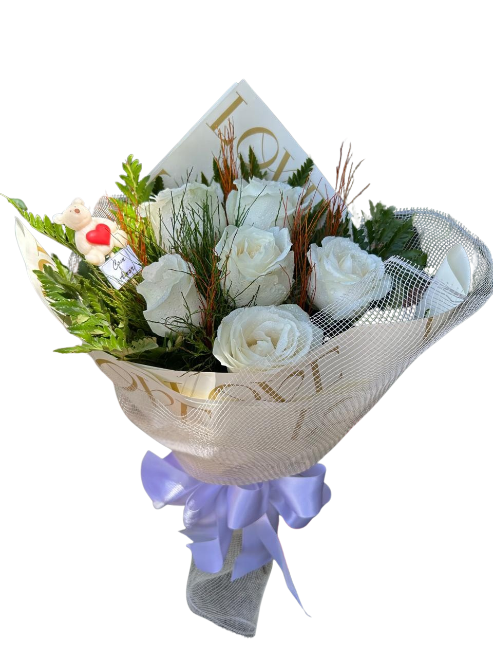 Ramalhete de 6 rosas brancas