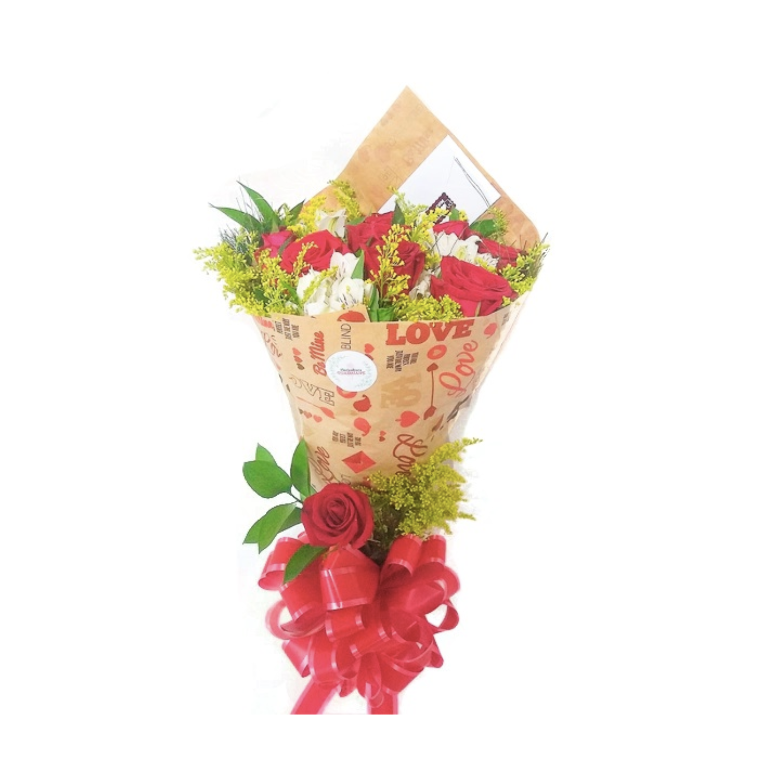 Buqu Kraft Love com 12 Rosas Vermelhas